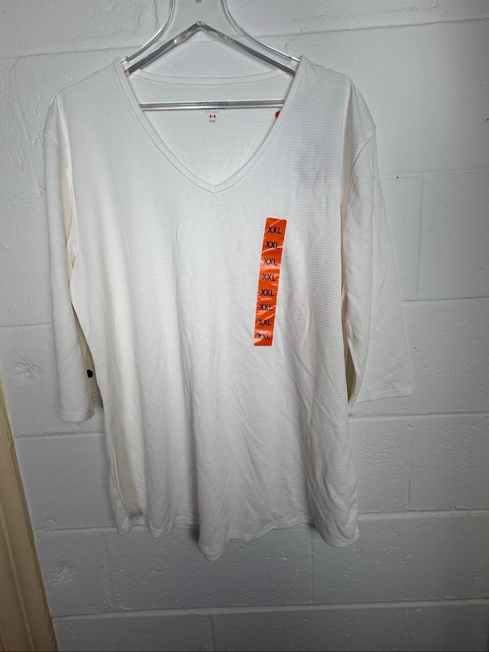 Segments Women’s Ribbed V-Neck TENCEL 3/4 Sleeve Top White XXL NWT Casual Minima